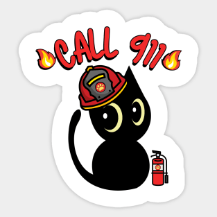 Firefighter Black Cat Sticker